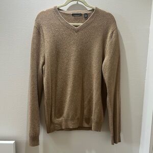Men's Brown Cashmere V-Neck Sweater